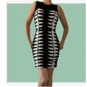 Adelyn Rae Geo Print Bodycon Sleeveless Knit Optical Illusion Mod Style Dress XS